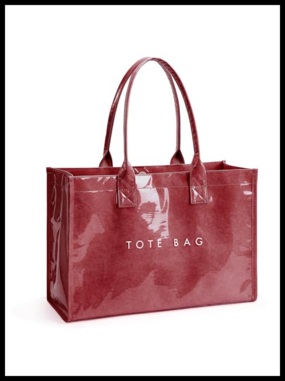 PVC Kraft Paper Tote Bag Women's Large Capacity Work Handbag with Top Handle
